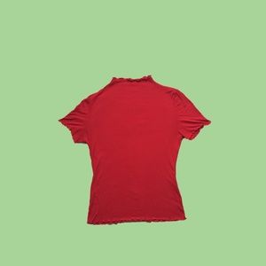 Red Mock Neck Tee
